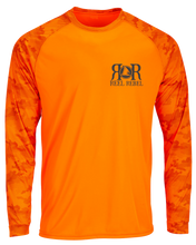 Load image into Gallery viewer, Reel Rebel Long Sleeve 50+ UPF Performance Shirt with Camo Sleeves
