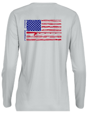 Load image into Gallery viewer, Ladies Long Sleeve UPF Performance Shirt with American Flag
