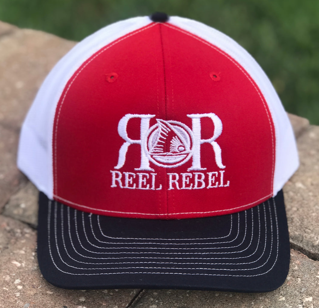 Reel Rebel Red White and Blue Curved Bill Hat