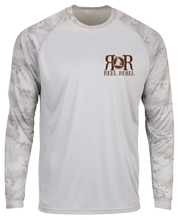 Load image into Gallery viewer, Reel Rebel Long Sleeve 50+ UPF Performance Shirt with Camo Sleeves

